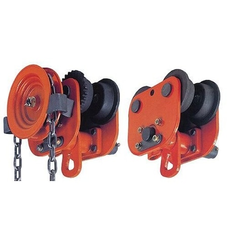 Elephant Lifting Products Trolley, 31 Ton Capacity, 35 To 62 In, Elephant Chain Block, Push Type, With AntiDrop Plates P-3.1